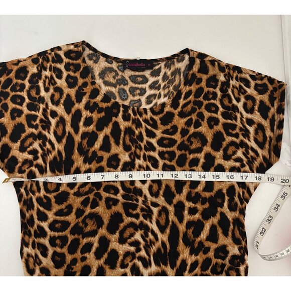Annabelle usa Top Medium Leopard Print Short Sleeve Ruched Y2K Jungle Core Punk - Picture 6 of 14